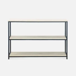 Estante industrial com efeito de metal e madeira, 120cm