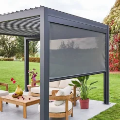 Estore lateral de enrolar em alumínio e textilene para pérgola bioclimática, 3m