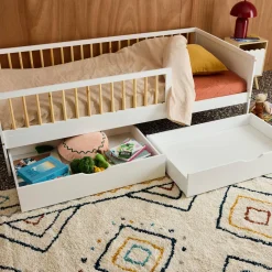 Gaveta de cama infantil Roya em madeira de pinho, set de 2