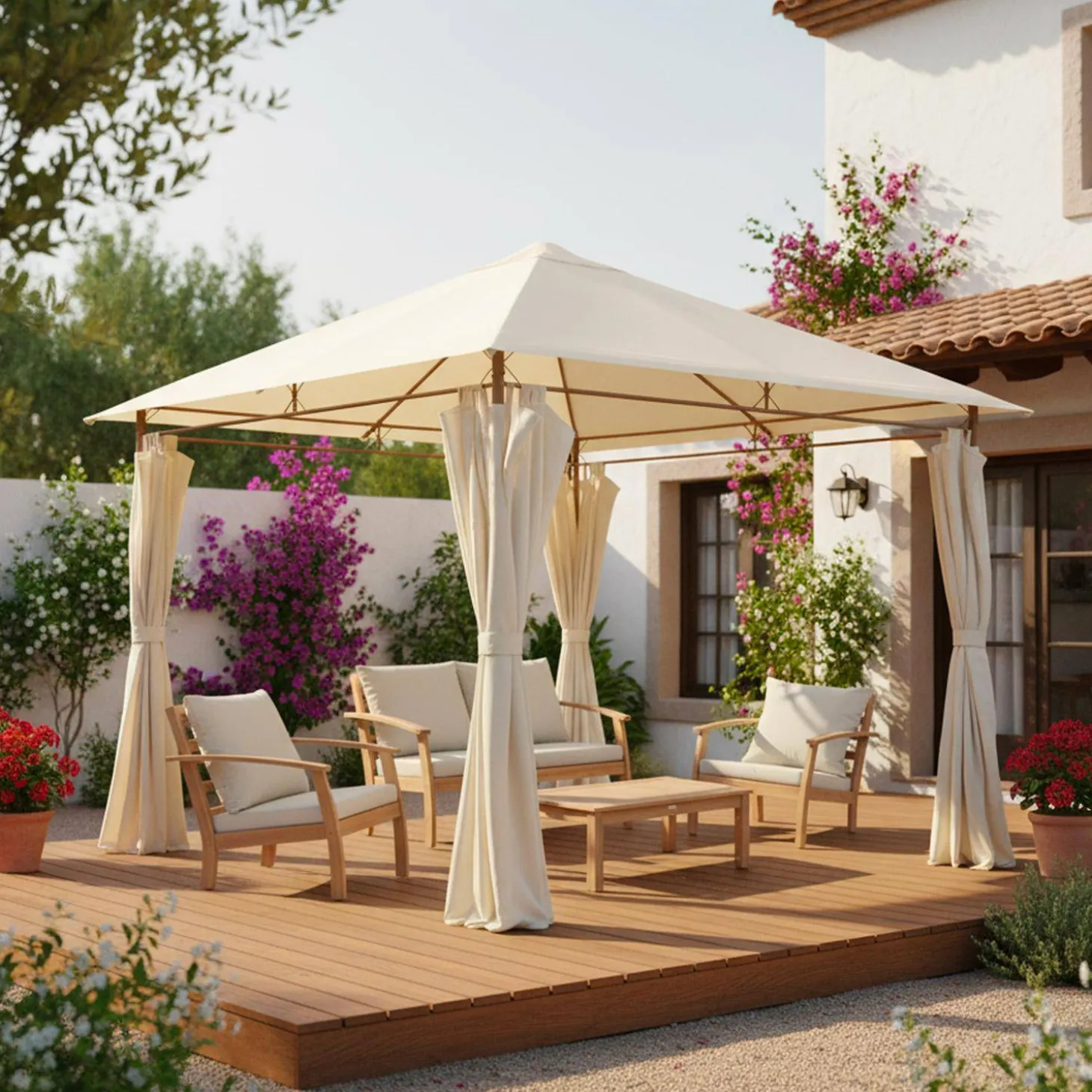 Gazebo 3x3m com cortinas