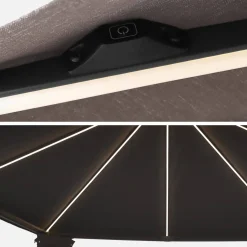 Gazebo 3x4m em alumínio com efeito madeira, cortinas e led