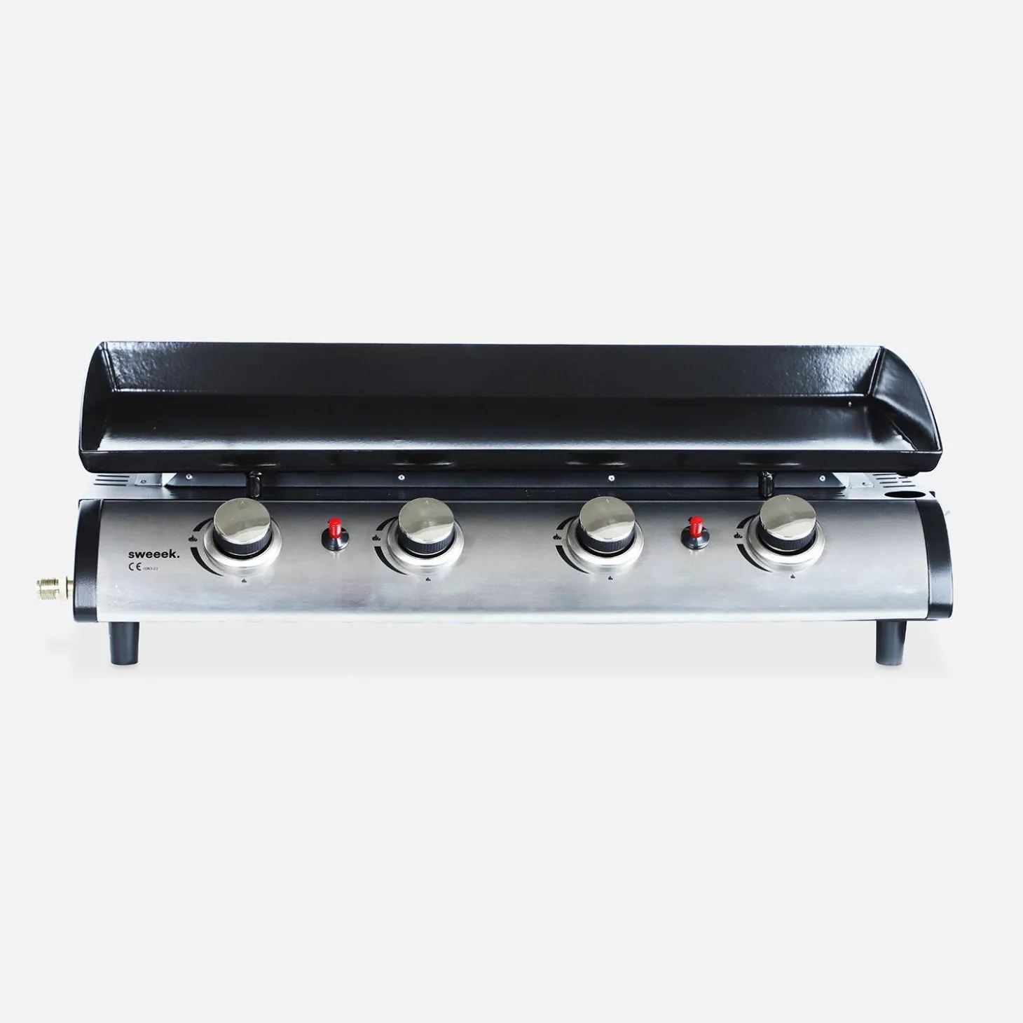 Grelhador a gás 4 queimadores inox 10kW com carrinho com carrinho e utensílios