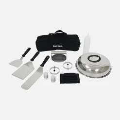 Grelhador a gás 4 queimadores inox 10kW com carrinho com carrinho e utensílios