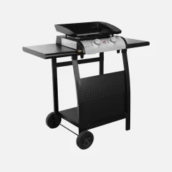 Grelhador a gás 2 queimadores inox 5kW com carrinho