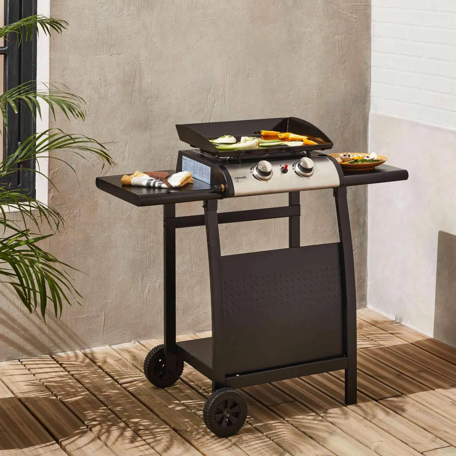 Grelhador a gás 2 queimadores inox 5kW com carrinho