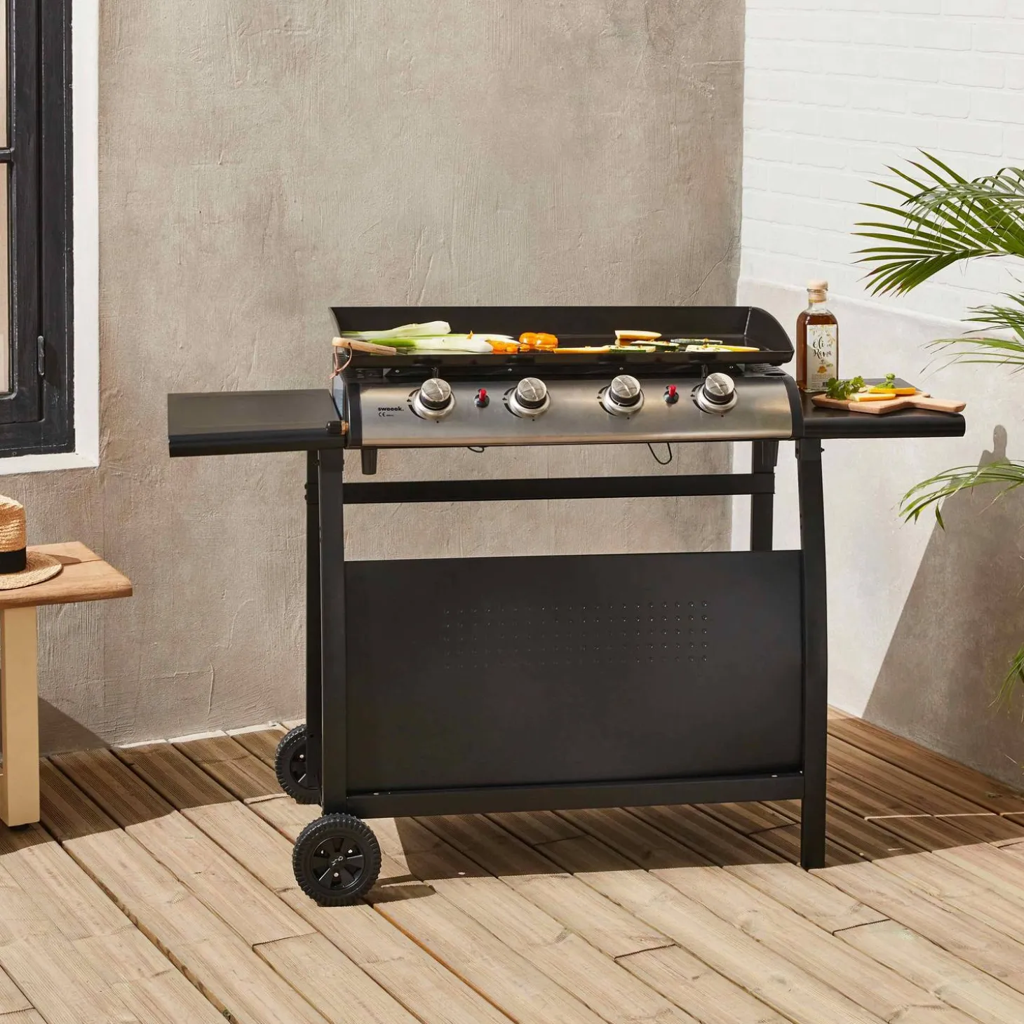 Grelhador a gás 4 queimadores inox 10kW com carrinho