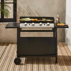 Grelhador a gás 4 queimadores inox 10kW com carrinho