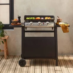 Grelhador a gás 3 queimadores inox 7,5kW com carrinho