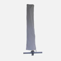 Guarda-sol quadrado excêntrico com mastro efeito madeira, 3x3m