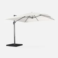 Guarda-sol quadrado excêntrico, 3x3m + placas de lastro 50x50cm