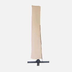 Guarda-sol quadrado excêntrico com mastro efeito madeira, 3x3m
