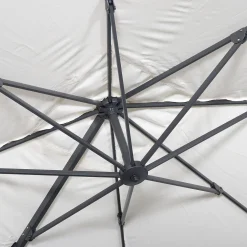 Guarda-sol quadrado excêntrico com mastro efeito madeira, 3x3m
