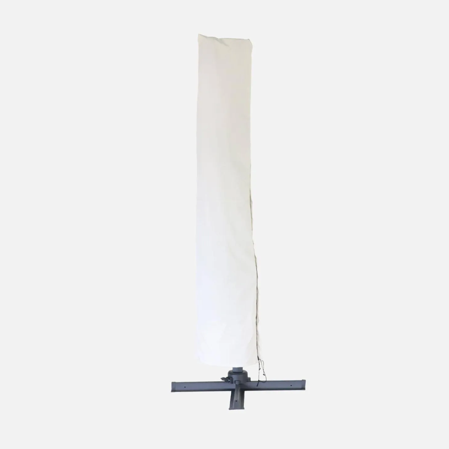 Guarda-sol quadrado excêntrico com mastro efeito madeira, 3x3m