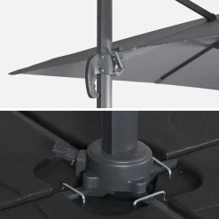 Guarda-sol quadrado excêntrico com mastro efeito madeira, 3x3m