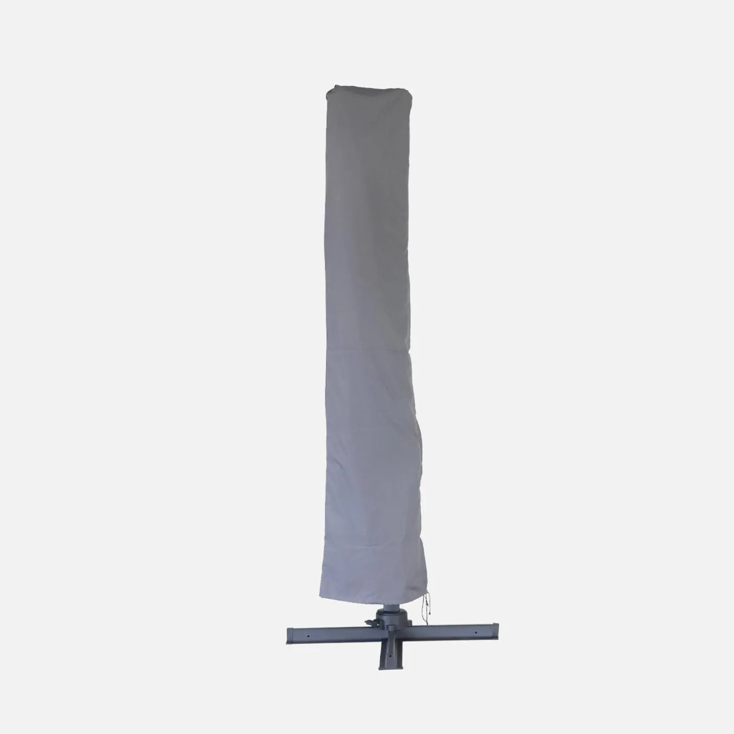 Guarda-sol quadrado excêntrico com mastro efeito madeira, 3x3m