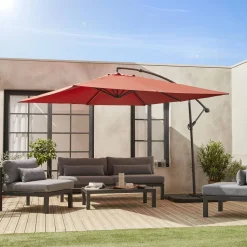 Guarda-sol quadrado excêntrico, 3x3m
