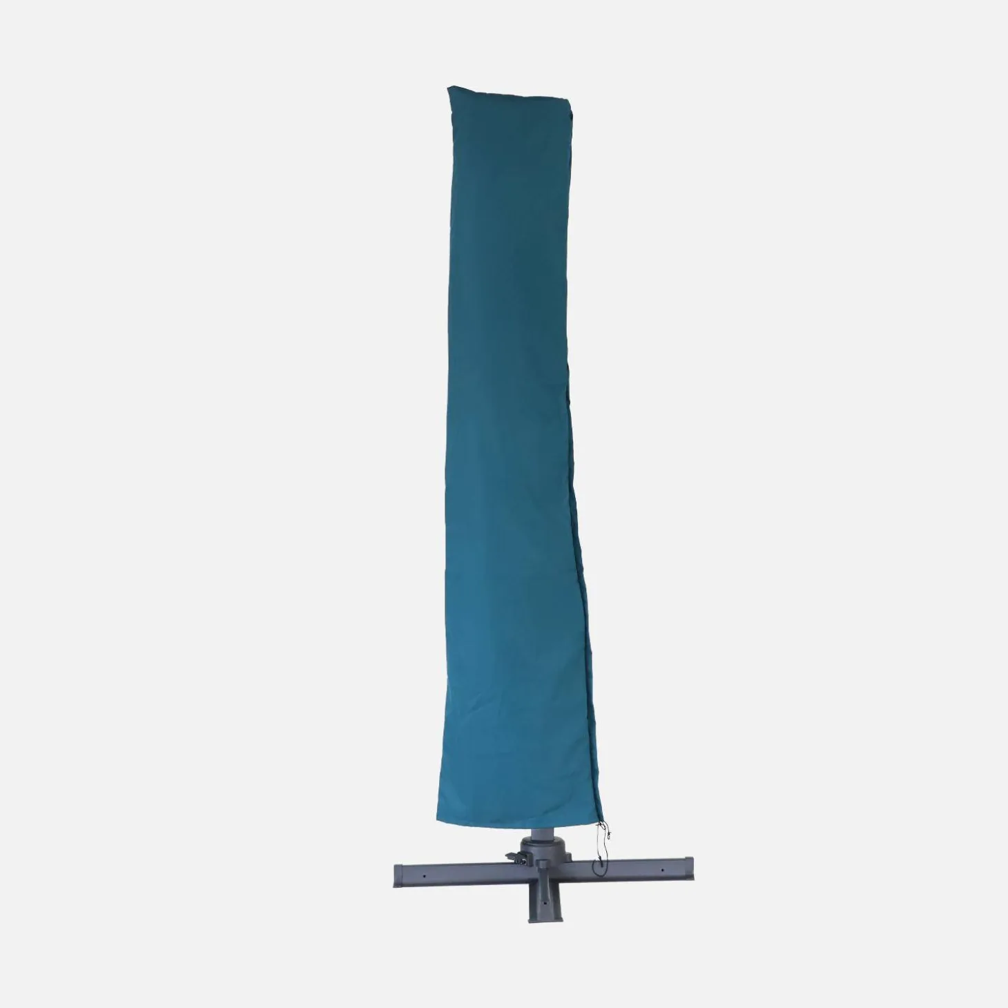 Guarda-sol quadrado excêntrico com mastro efeito madeira, 3x3m