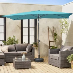 Guarda-sol retangular com mastro efeito madeira, 2x3m