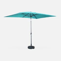 Guarda-sol retangular com mastro efeito madeira, 2x3m