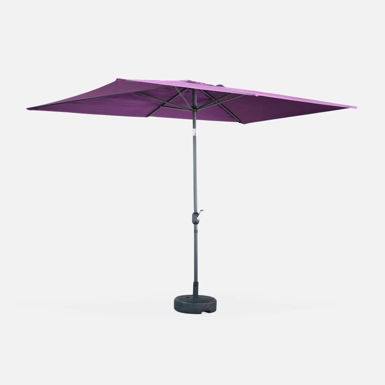 Guarda-sol retangular com mastro efeito madeira, 2x3m