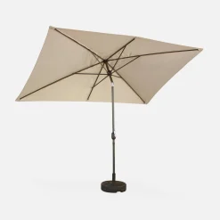 Guarda-sol retangular com mastro efeito madeira, 2x3m