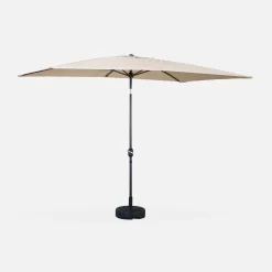 Guarda-sol retangular com mastro efeito madeira, 2x3m