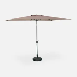 Guarda-sol retangular com mastro efeito madeira, 2x3m