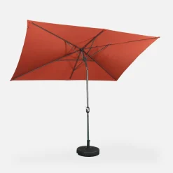 Guarda-sol retangular com mastro efeito madeira, 2x3m