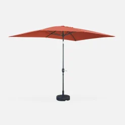 Guarda-sol retangular com mastro efeito madeira, 2x3m