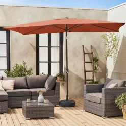 Guarda-sol retangular com mastro efeito madeira, 2x3m
