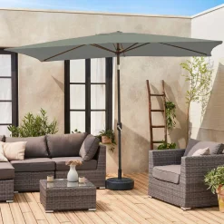 Guarda-sol retangular com mastro efeito madeira, 2x3m