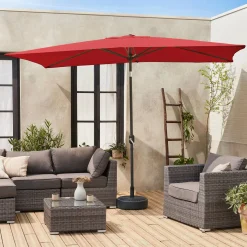 Guarda-sol retangular com mastro efeito madeira, 2x3m