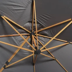 Guarda-sol retangular excêntrico com mastro efeito madeira, 3x4m
