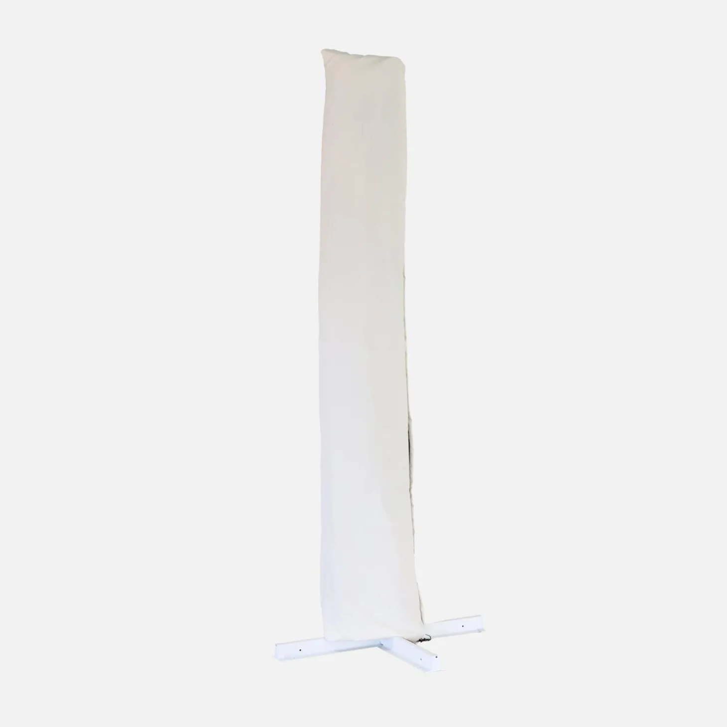 Guarda-sol retangular excêntrico com mastro efeito madeira, 3x4m + placas de peso 50x50cm