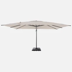Guarda-sol retangular excêntrico, 3x4m + capa de proteção e placas de peso 98x98cm