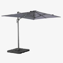 Guarda-sol retangular excêntrico, 2x3m + base com peso 50x50cm