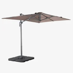 Guarda-sol retangular excêntrico, 2x3m + base com peso 50x50cm