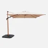 Guarda-sol retangular excêntrico com mastro efeito madeira, 3x4m + base com peso 50x50cm