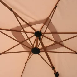 Guarda-sol retangular excêntrico com mastro efeito madeira, 3x4m