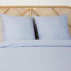 Jogo de cama de casal em microfibra com riscas azuis