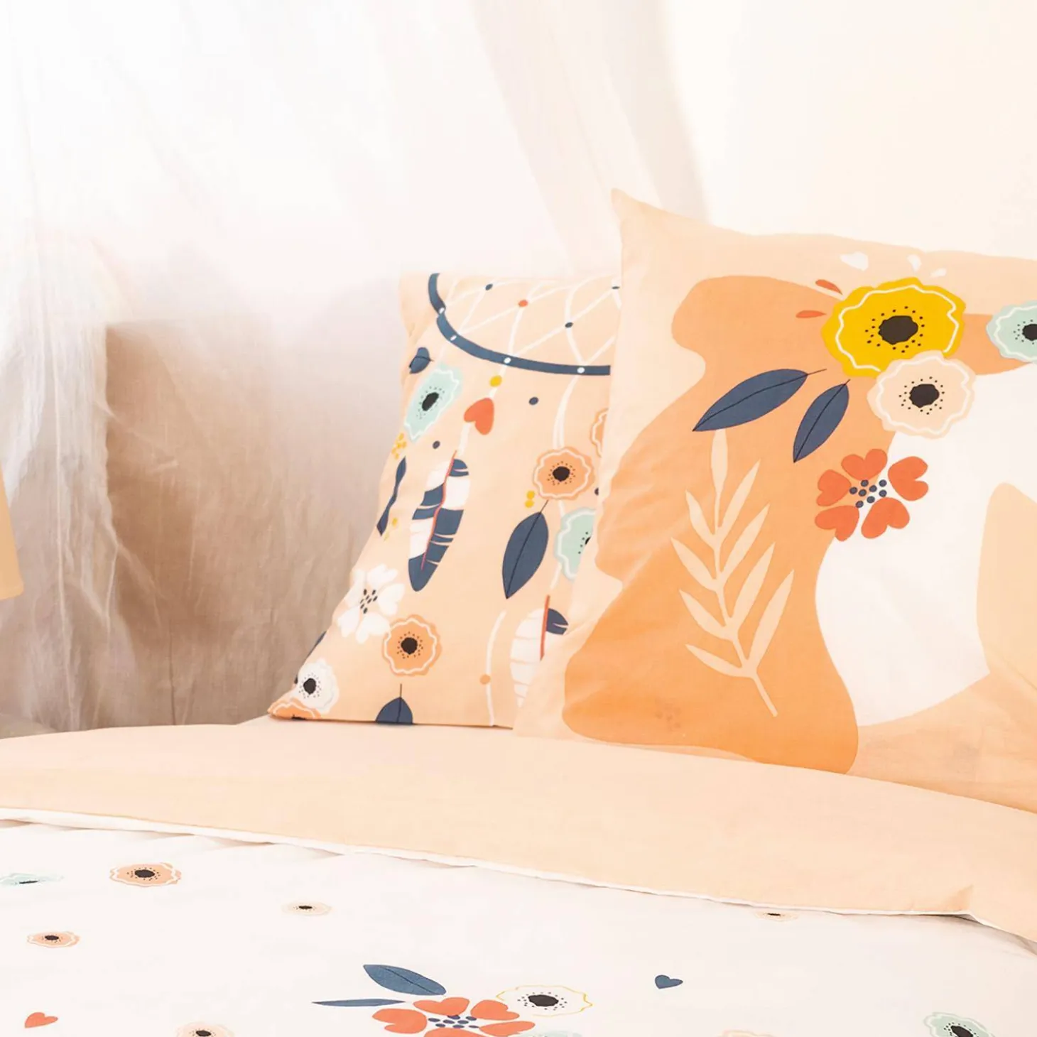 Jogo de cama de solteiro de algodão com estampado infantil