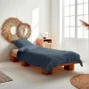 Jogo de cama em gaze de algodão azul escuro