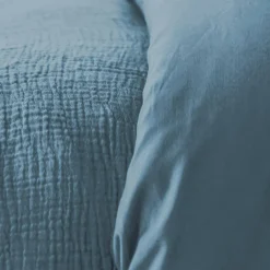 Jogo de cama em gaze de algodão azul escuro
