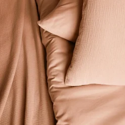 Jogo de cama em gaze de algodão, cor pêssego