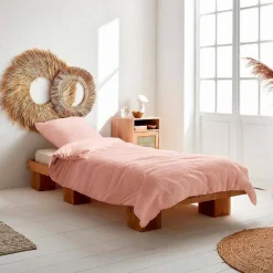 Jogo de cama em gaze de algodão, cor pêssego