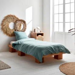 Jogo de cama em gaze de algodão verde amêndoa