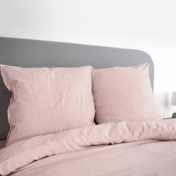 Jogo de cama em microfibra lavada rosa pó