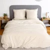 Jogo de cama em microfibra lavada areia