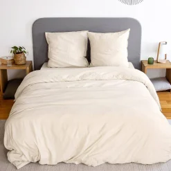 Jogo de cama em microfibra lavada areia