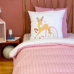 Jogo de cama reversível de microfibra estampado floresta encantada, 1 praça